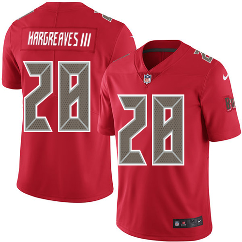 Nike Buccaneers #28 Vernon Hargreaves III Red Men's Stitched NFL Limited Rush Jersey - Click Image to Close
